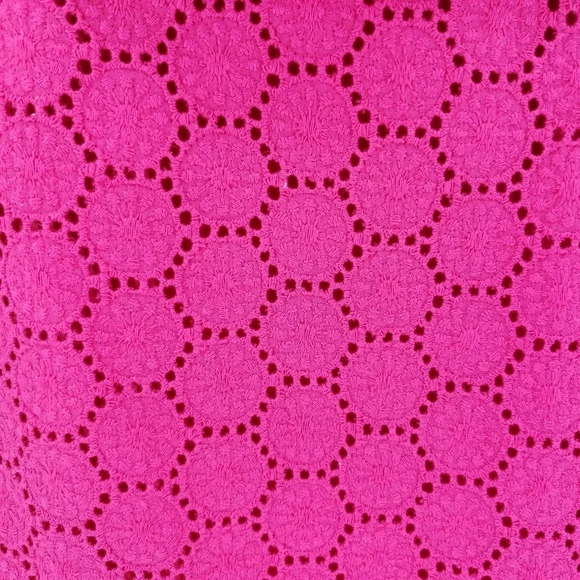 Nine West Suit Sheath Midi Dress Pink Floral Eyelet Short Sleeve Jacket - Picture 3 of 9